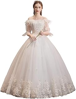 Vestido de Novia de Encaje para Mujer Vestidos de Noche Largos de Encaje Sexy para Mujer Vestido de Novia de Novia Vestido de Novia de Cintura Alta, C-F, blanco, m