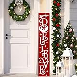 Christmas Nativity Believe Christian Vertical Porch Sign for Welcome Front Door Rustic Tall Welcome sign for Front Porch Standing Farmhouse Door Porch Christmas Decoration - 47.2'H