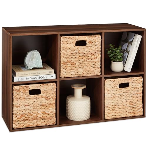Image of Best Choice Products 6-Cube Storage Organizer, 11in Shelf Opening, Bookcase, Display Shelf, Customizable w/ 3 Removable Back Panels – Walnut