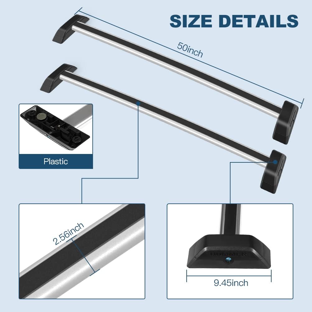 ECCPP Roof Rack Crossbars Compatible for Hummer H3 2006-2010 Cargo Racks Rooftop Luggage Canoe Kayak Carrier Rack - Max Load 165LBS Kayak Rack Accessories