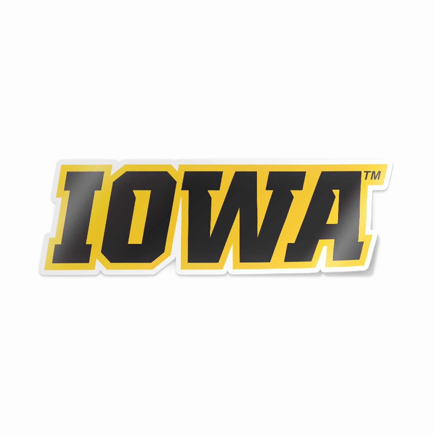 University of Iowa Haweyes Iowa Script Block Letter Weatherproof Vinyl Sticker Car Decal from Nudge Printing