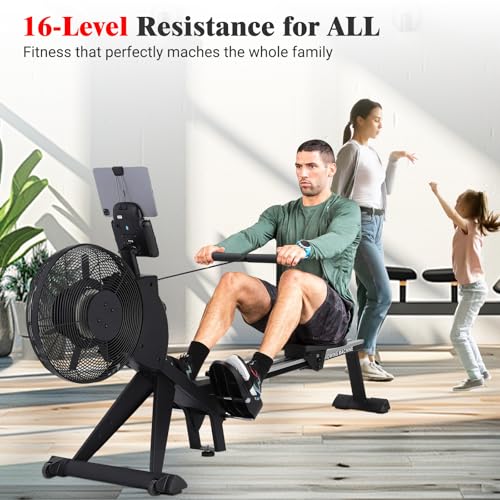 Image of Air Resistance Rower Machine with Max Resistance of 66 LBS, Durable Metal Frame Row Machine, 16 Levels of Adjustable Resistance, Rowing Machines for Home with an Ergonomicall Designed Seat