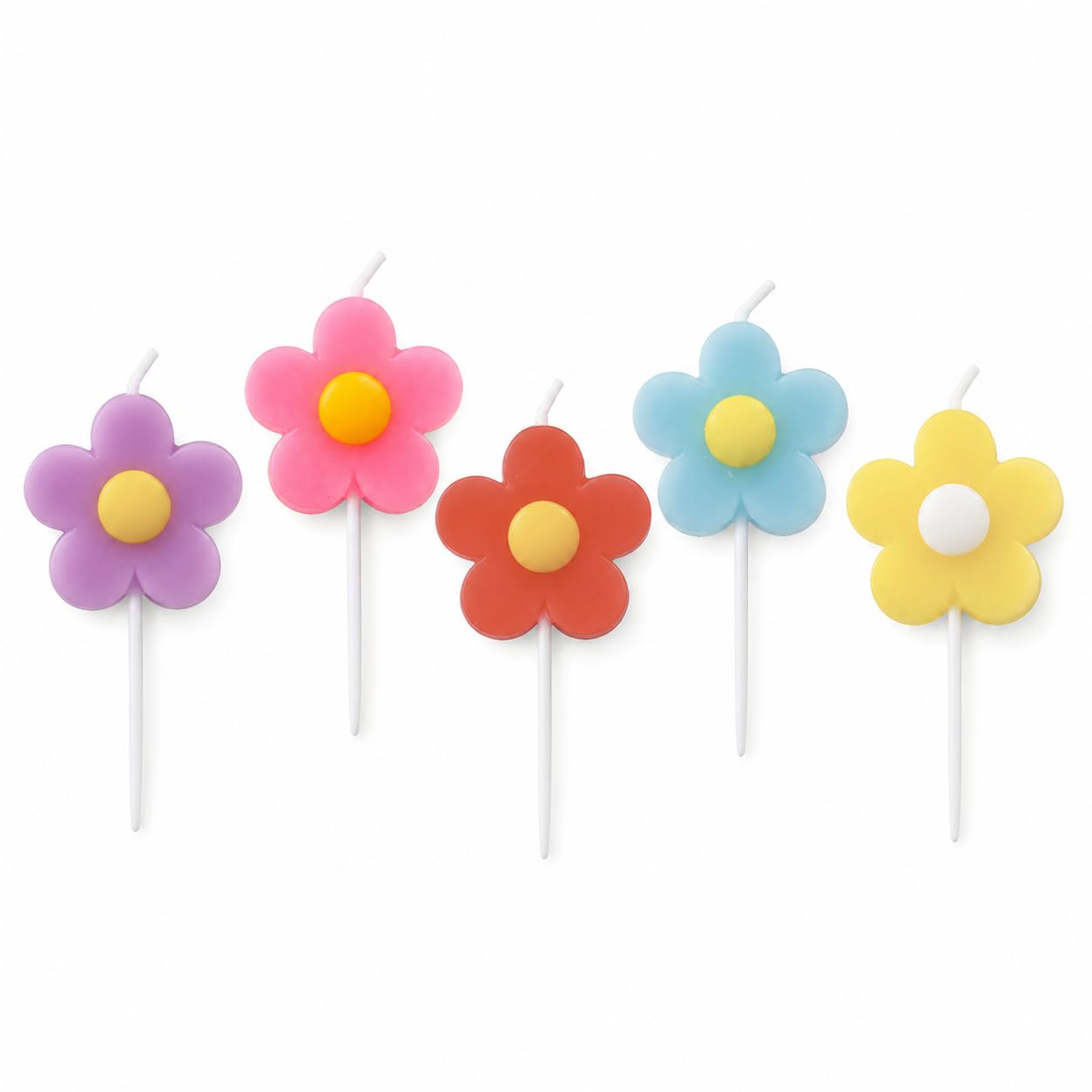 Floral Macaron Colored Birthday Candles Multicolored Floral Cake Decorations for All Occasions (5-Colour C) โ image 1