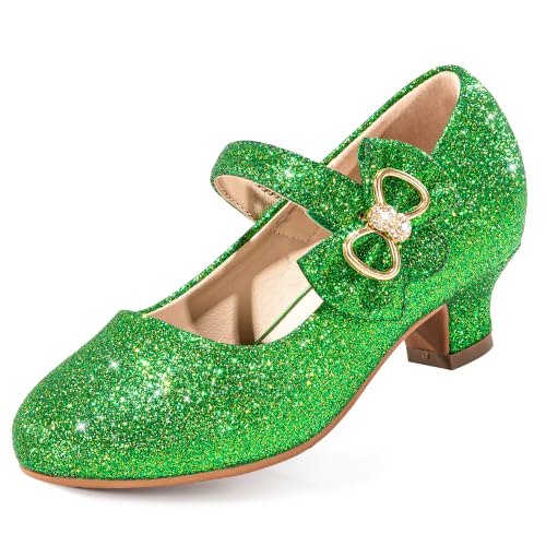 Image of Dufannie Girls Dress Shoes Princess Flats Heels for Toddler Little Big Kids