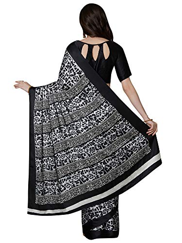 Image of AKHILAM Women's Satin Saree With Blouse Piece