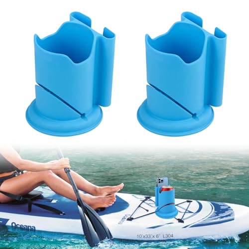 2Pack Paddleboard Cup Holder, Paddle Board and Kayak Drink Holder, 2-in-1 Drink & Phone Holder, Paddleboard Accessory for Surfboards, Canoes, SUPs, Kayaks, Boats (Blue)
