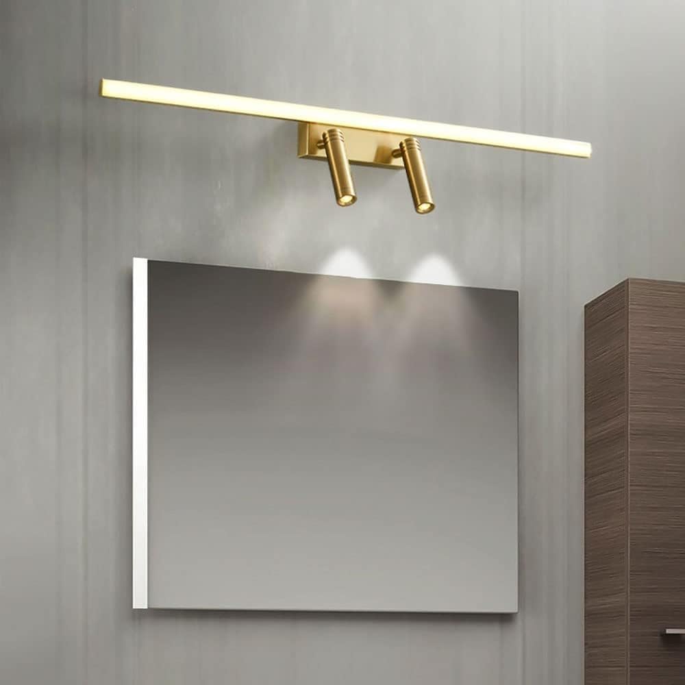 Brass Vanity Lamp LED Bathroom Spot Light Fixture, Copper Mirror Spotlights, Bath Front Lighting Fittings Above Cabinet