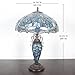 WERFACTORY Tiffany Table Lamp Sea Blue Stained Glass Dragonfly Style 16X16X24 Inches Mother-Daughter Vase Desk Reading Light Decor Bedroom Living Room Home Office S147 Series