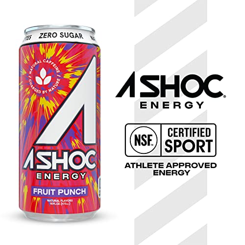A Shoc Performance Energy Drink, Fruit Punch, 16 Ounce Can, Natural Energy Blend, Bcaas, Ocean Mineral Electrolytes, And No Chemical Preservatives, 12-Pack #TOP3