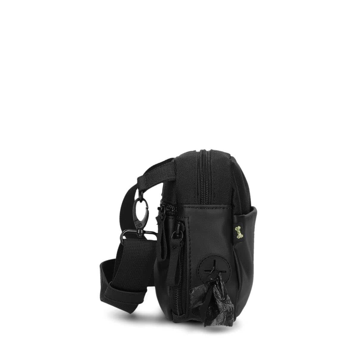 Zwei Hunde Leckerli Tasche Leo LEH50 im modernen Casual Look – Futterbeutel für Hundetraining & Gassi gehen, Kotbeutelspender, Verstellbarer Gurt als Bauchtasche & Crossbody Bag tragbar (Black)