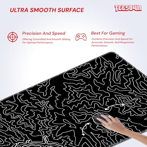 Image of Black Canyon Map Stitched Mousepad (17.5x35.5) for Laptop, Desktop, PC and Gaming Deskmat (Stitched Black 2.O, XXL)