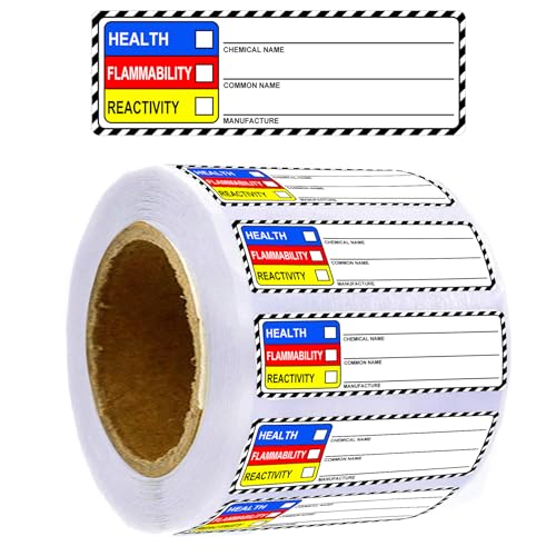 SDS Stickers/MSDS Stickers for Chemical Safety Data 1 X 3 Inches Chemical Identifying and Marking Sticker Decals HIMG NFPA Label 500 Pcs