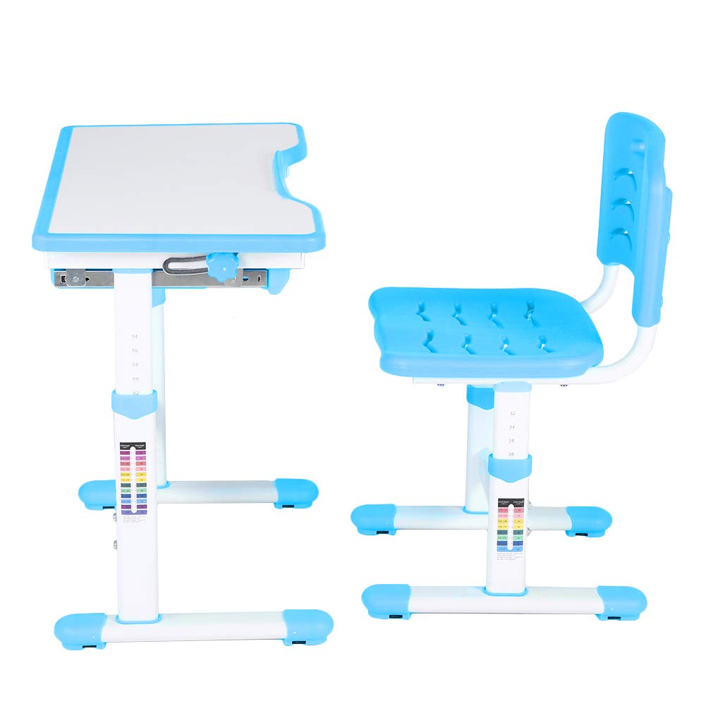 Escritorio infantil de altura ajustable, con cajón y soporte de lectura, altura de la silla ajustable, juego de mesa y...