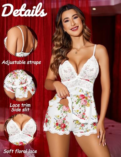 Image of Avidlove Womens Sweetness Cami Set Lace Camisole Lingerie Nightwear Sexy Pajamas Lounge Sets