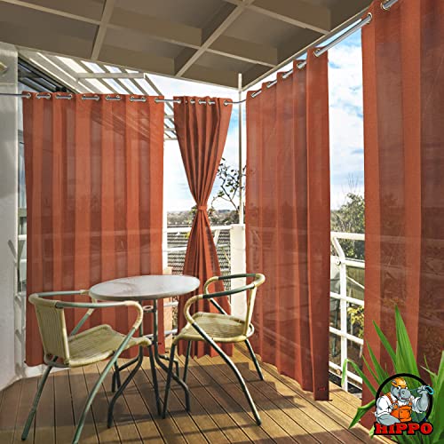 Image of HIPPO 150 GSM Outdoor Sun Blocking Balcony Eyelet /Grommet Curtains Sun & UV Protection, Light Filtering 4.5FTX9FT Long Door Curtain (Brown)