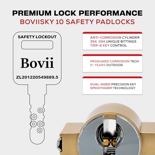 Image of Lockout Tagout Locks, 10 Keyed Different Safety Padlocks, Red | Keyed Different Safety Padlocks with Tags, 2 Keys Per Lock, Built for Industrial LOTO, Maintenance Teams and Safety Programs