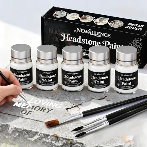 Professional Headstone Paint Kit - Monument Letter Inscription Restoration Paint Gravestone Lettering/Tombstone Inscriptions on Granite & Marble with Mutiple Colors (White)