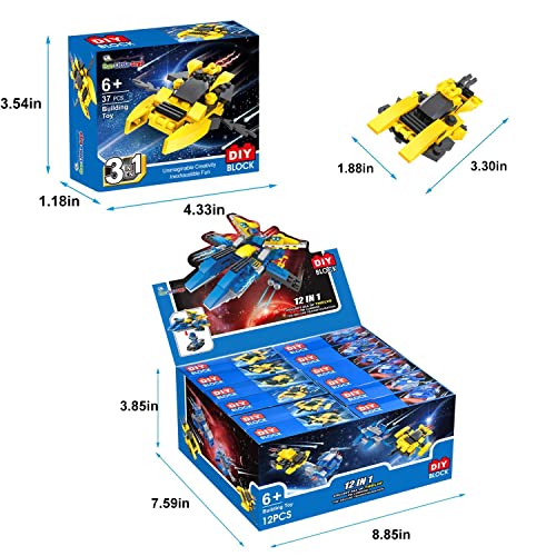 image for FUN LITTLE TOYS 12 Boxes Mini Building Blocks Sets, Spaceship Building
