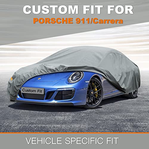 Image of Kayme Heavy Duty Car Cover Custom Fit Porsche 911 991 992 997 996 Carrera S 4S GTS Coupe Convertible Targa, Waterproof All Weather for Automobiles, Full Exterior Covers Sun Rain UV Protection.