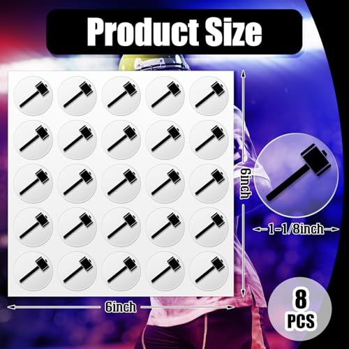 Noveread 200 Decals Sledgehammer Helmet Award Stickers 1'' Vinyl Baseball Hockey Softball Lacrosse Football Helmet Stickers Self Adhesive Football Helmet Decals(Black on Clear) - Thumbnail 3