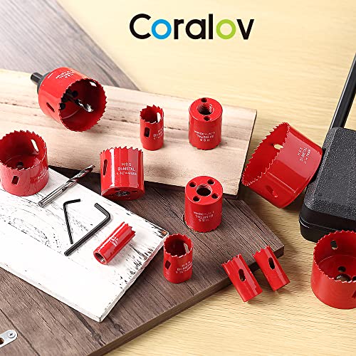 Bi Metal Hole Saw Kit 23 Piece 3/4" To 3" Full Scie Cloche With Mandrels For Galvanized Pipe, Wood, Drywall, Aluminum, Plastic Plate #TOP1