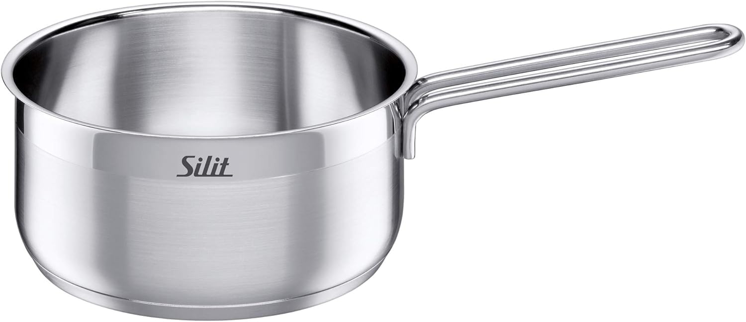 Silit Toscana - Batería de Cocina 5 Piezas de Acero inoxidable Parcialmente Mate, Tapas de Cristal, Aptas para Todo Tipo de Cocinas
