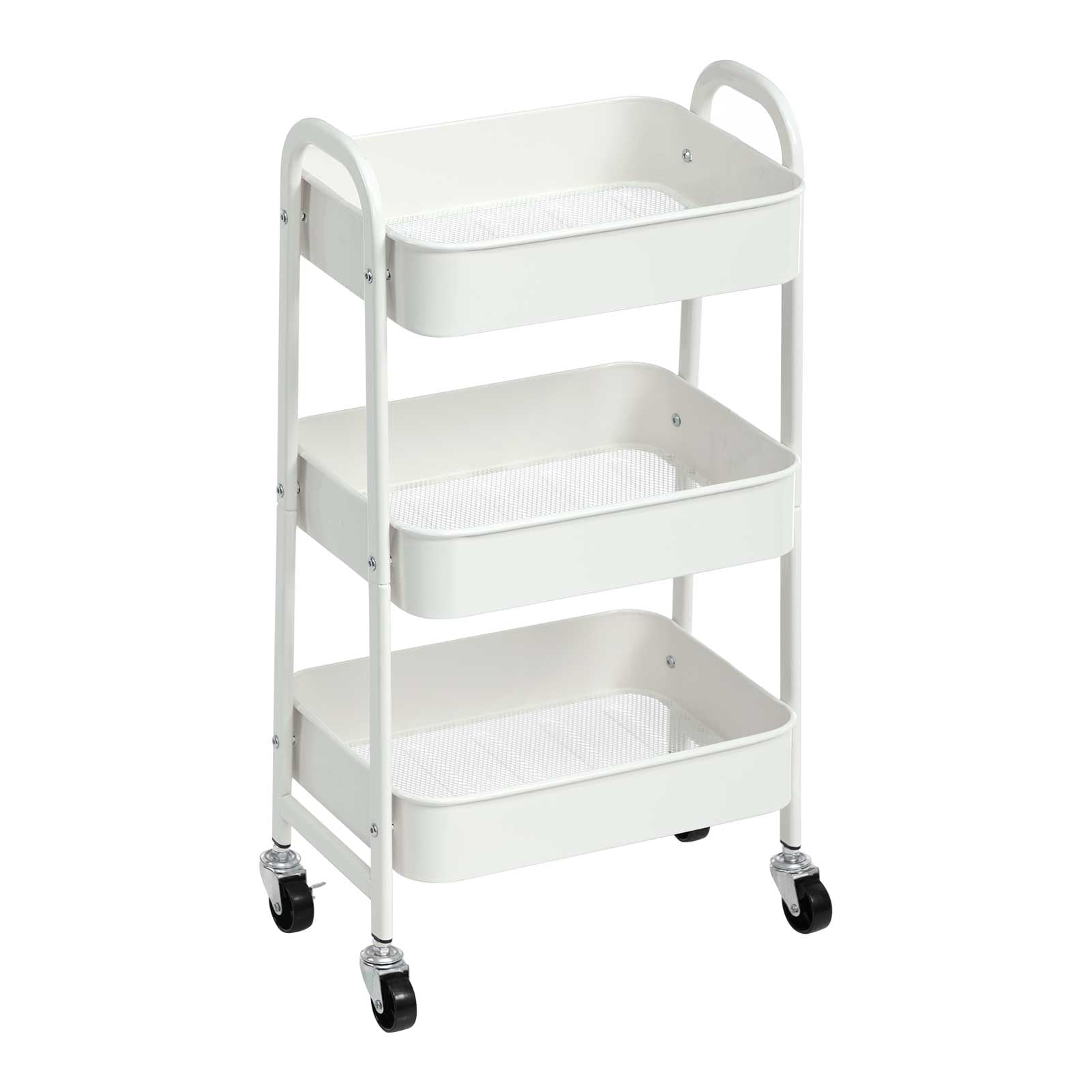 AGTEK Carrito de maquillaje organizador con ruedas, Negro, Acero inoxidable, 3 niveles, 4 ruedas giratorias con bloqueo