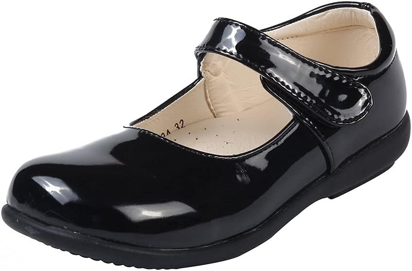 Girls' Black Leather Shoes School Uniform Leisure Mary Jane Princess Shoes