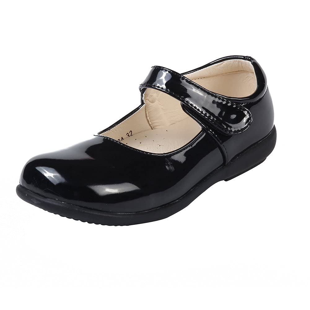MK MATT KEELY Girls’ Black Leather Shoes School Uniform Leisure Mary Jane Princess Shoes