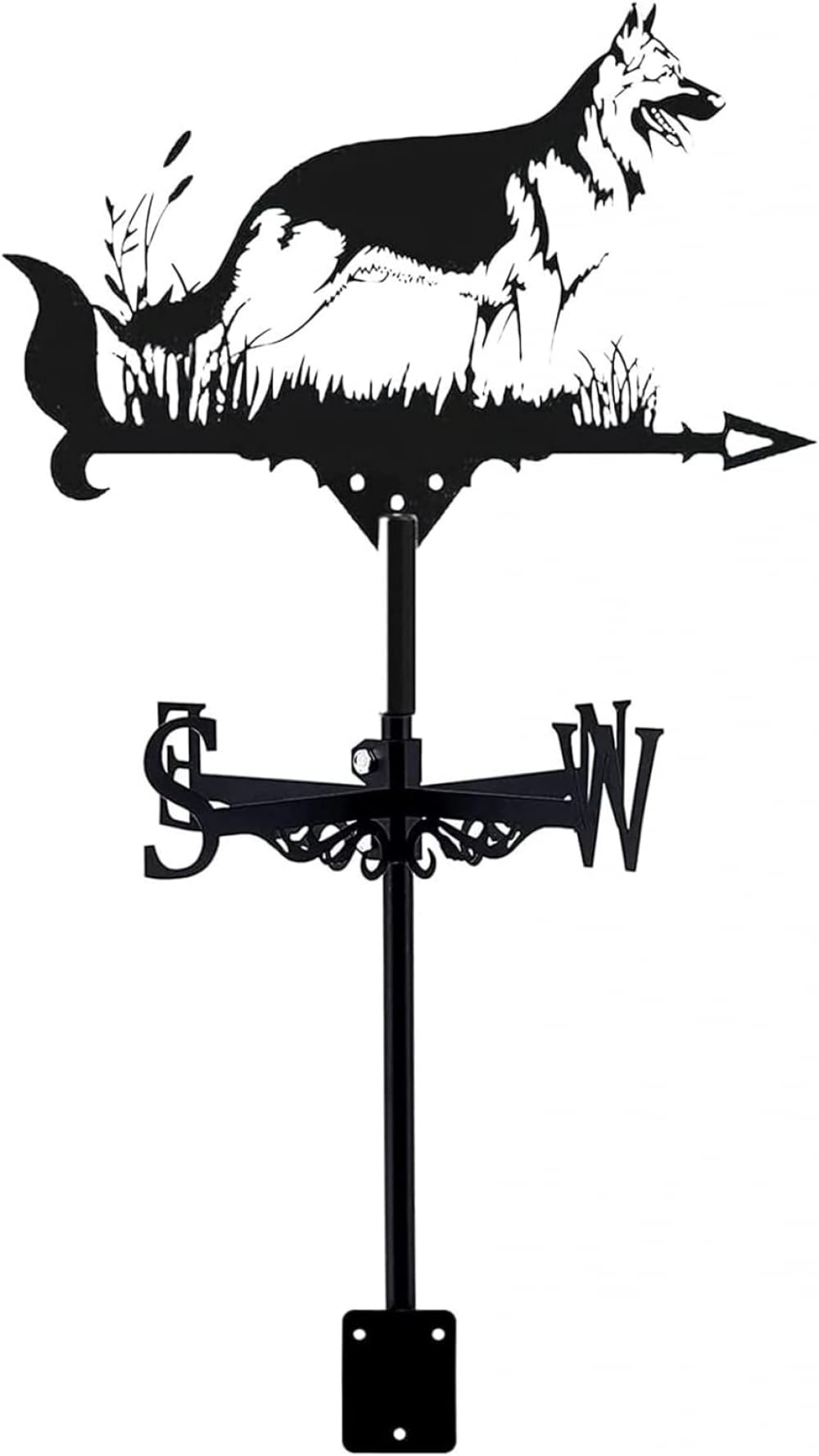 Metal Wind Vane Metal Weather Vane Large Dog Ornament Wind Black Iron Retro Garden Outdoor Patio Yard Decoration Direction Indicator-German Shepherd