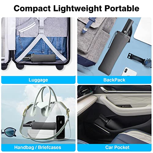 Windproof Umbrella, Vuteehy Travel Umbrella For Rain With 16 Ribs Double Canopy Vented, Waterproof Folding Umbrella With Inverted Design, Auto Open Close, Compact Rain Umbrella For Men And Women Black #TOP5