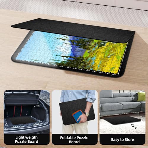 MOZOOSON Puzzlebrett 1500 Teile, Faltbares Puzzle Board mit 8 Sortierer, Tragbare Puzzlematte, Puzzle-Aufbewahrung, Jigsaw-Zubehör mit Rutschfester Oberfläche