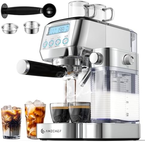 AMZCHEF Espresso Machine with Upgraded Automatic Milk Frother, 20...