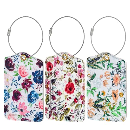 Fishent Luggage Tag, 3 Pack Travel Cruise Luggage Tags for Suitcases, Cute Suitcase Tags Identifiers Bag Tags with Privacy Flap, Baggage Name Tag for Women Men Luggage Backpack Handbag School Bag