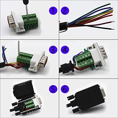 Yiovvom Db9 Breakout Connector To Wiring Terminal Rs232 D-Sub Male Serial Adapters Port Breakout Board Solder-Free Module With Case( Male Serial Adapter + Nut) #TOP4