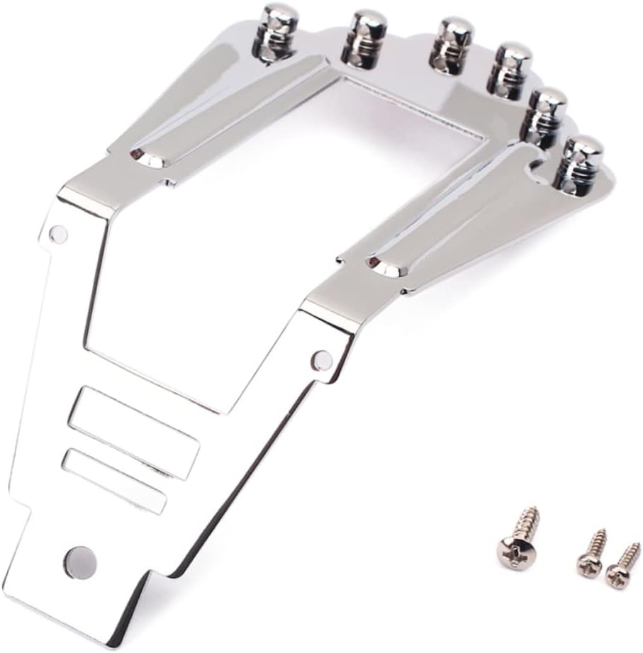 6 String Vintage String Silver Guitar Tailpiece with Mounting Screws Bridge for Jazz Electric Guitar Compatible with Acoustic Folk Models