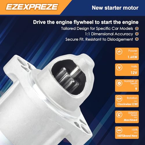 Image of Ezexpreze 10914N Starter for 2013-2017 Honda Accord 2.4,2015-2016 CR-V CRV 2.4, 2016-2019 2.0 Civic 13 14 15 16 17 18 19 Engine Automatic Transmission 31200-5A2-A51 SM-74009 SM740-09 191-711 S-80548