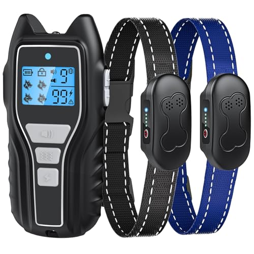 Shock Collar for Dogs 2 Dogs (15-120lbs) 2000FT Dog Shock Collar with Remote Control IPX7 Waterproof Dog Training Collar with Remote 4 Safe Modes Rechargeable Lock Flash Light for All Breeds Black