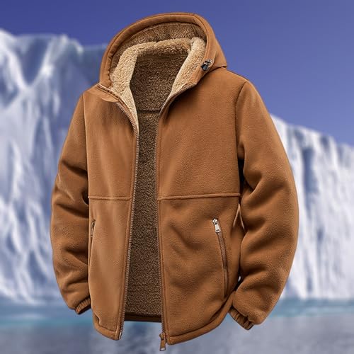 Men Winter Jacket Long Sleeve Warm Vintage Thicken Sherpa Fleece Lined Zip Up Big and Tall Plush Hunting Outerwear2