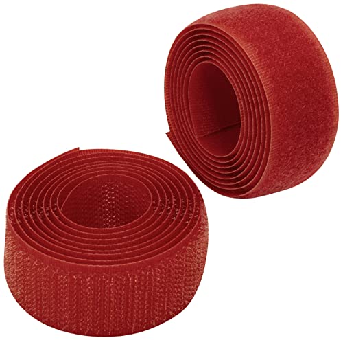 Aerzetix - C65933 - Cinta Rollo De Scratch 25mm 1 Metro Auto Agarre - Organizador Sujetacables - Tira Enganche Bolsa Prenda Correa - Color: Rojo - En Poliamida Y Poliéster
