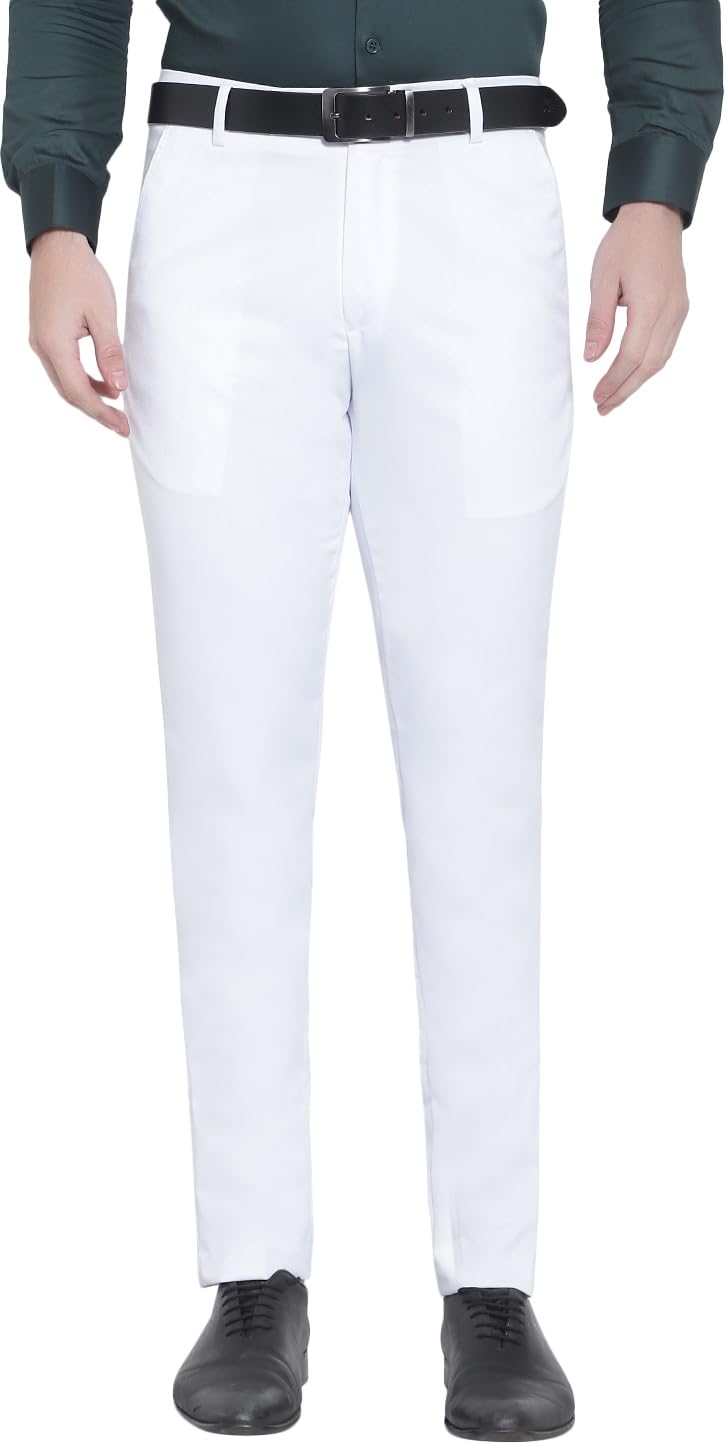 FMK Men's Formal Regular Fit Cotton Blend White Trouser-picture-18