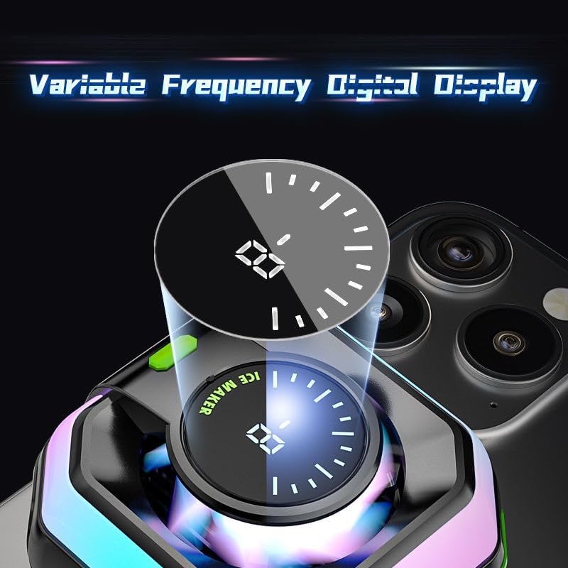 Image of Phone Cooler with AI Cooling Mode, RGB Lighting, Real-Time Temperature and Power Display, Strong Magnet and Clip Mount, Ultra-Quiet Fan (JS86)