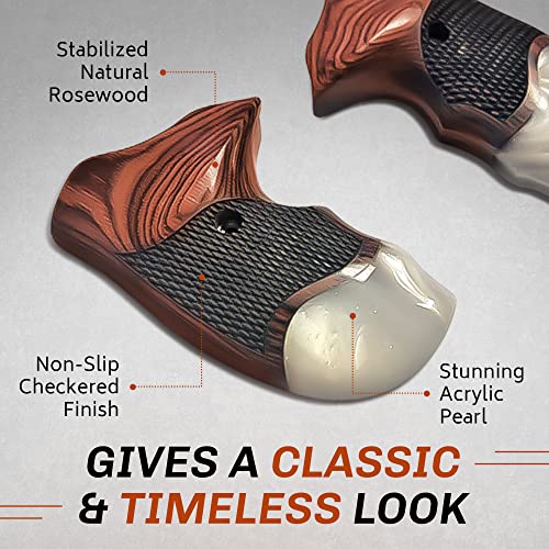 Premium Gun Grips Compatible Taurus Rosewood And Pearl Replacement For Taurus 856 Series, 942 Revolvers 22 38 #TOP4