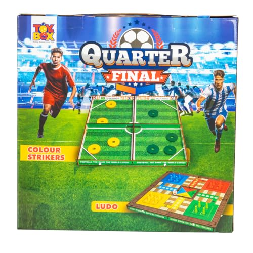 Image of Quarter Final 3-in-1 Game Set of Wooden Table Games Like Football, Colour Strikers and Ludo Board Game, Multi-Player Family Board Game, Inteactive Fun Party Game for Kids 6+ Years