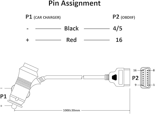 Miniatura 3 de Encendedor con botón de interruptor a OBD2 16Pin conector hembra ECU Cable 12V DC Fuente de alimentación (1M/3.3ft) Cambiar encendedor de