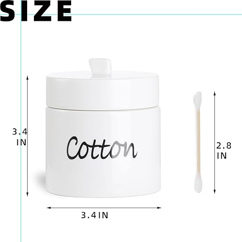 Miniatura 2 de LEETOYI Organizador de hisopos de algodón de cerámica con tapa, recipientes de almacenamiento para hisopos de algodón, color blanco