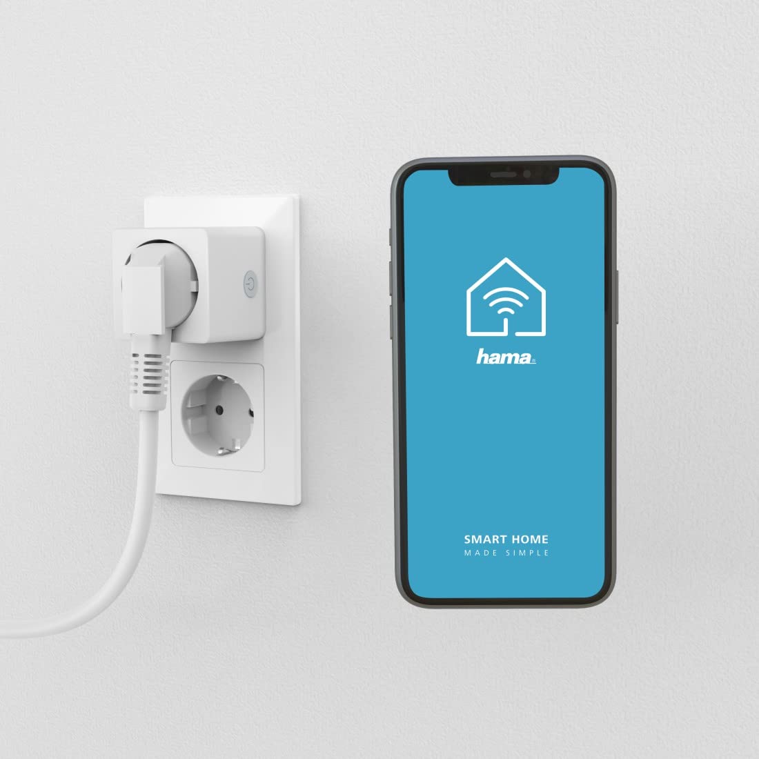 Hama gniazdo sterowane (działa z WiFi, z pomiaremzużycia energii, prąd 16A, 3680W, kompatybilne z Amazon Alexa, Google Assistant, iOS i Android) białe