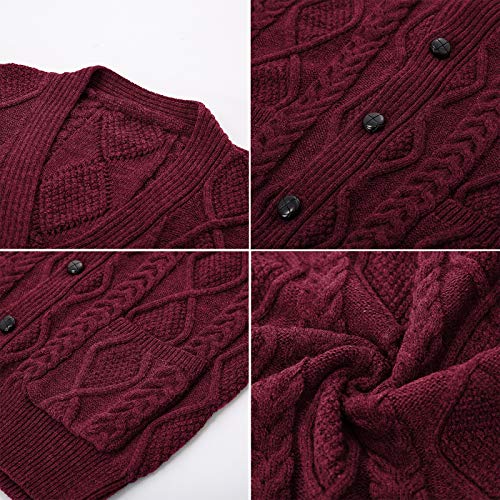 Image of PJ PAUL JONES Mens Cable Knit V Neck Sweater Vest Button Up | Sleeveless, Cardigan Sweater Vests with Pockets, Button Down, Knitted, Patterned, Regular Fit, Vintage, Retro, Dress, Casual