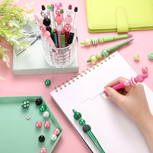 Geyee 15 Pcs Plastic Beadable Pens Assorted Bead Pens, Pink Green by Geyee - Used condition - Image 7