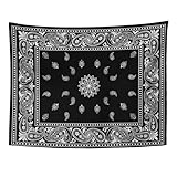 Emvency Tapestry Paisley Black Pattern Bandanna Border Scarf White Home Decor Wall Hanging for Living Room Bedroom Dorm 60x80 Inches